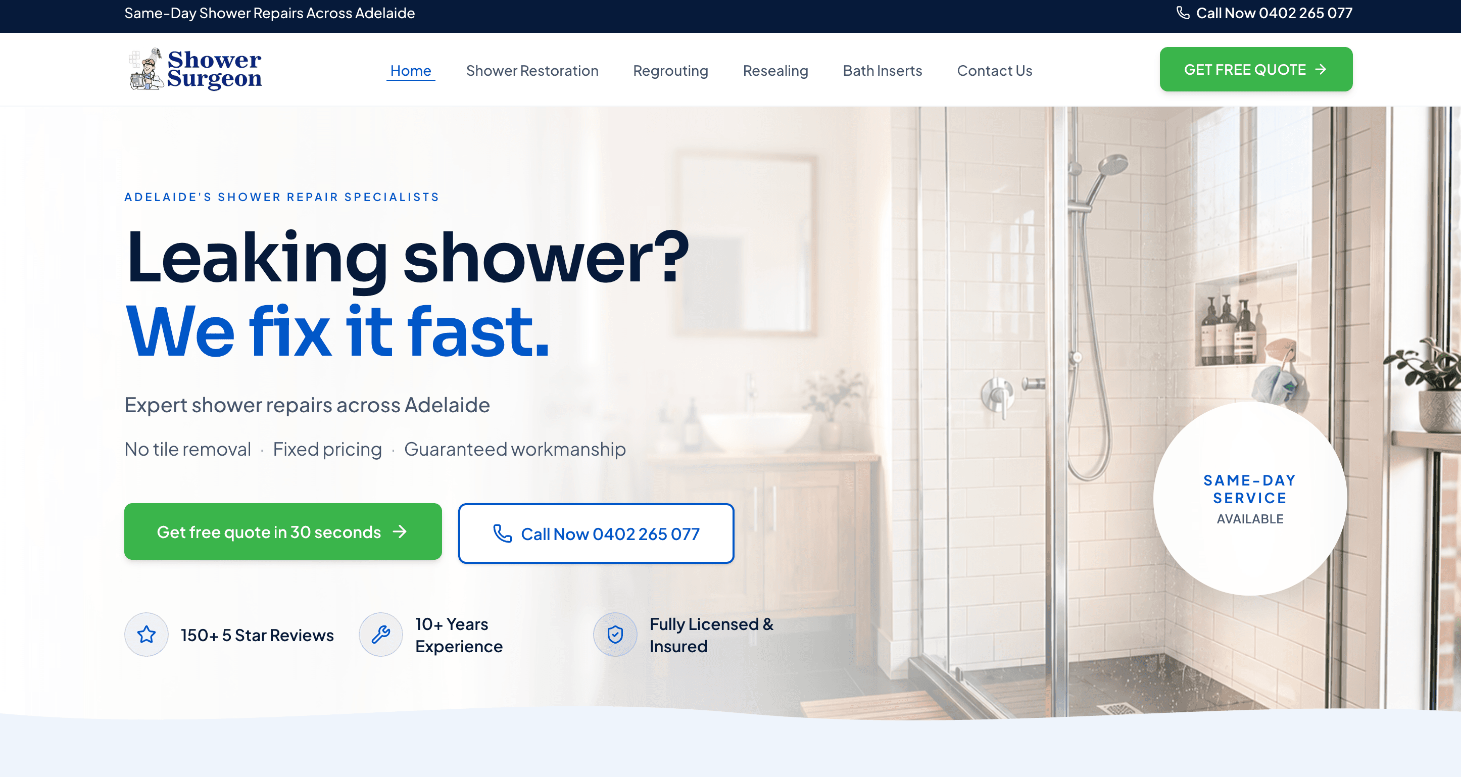 Shower Surgeon website