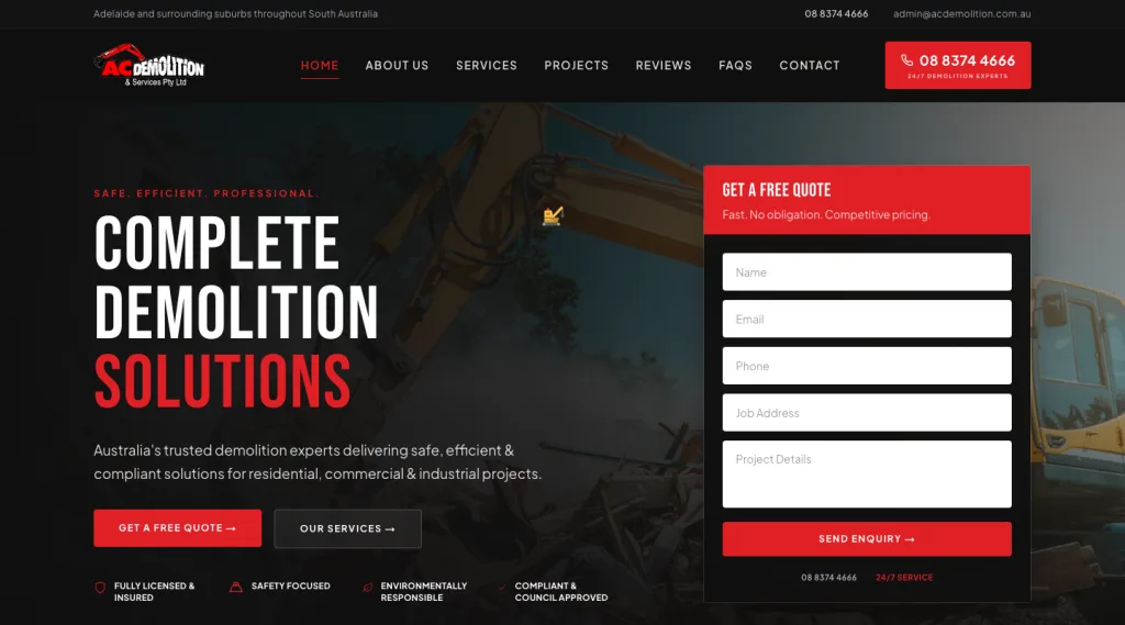 AC Demolition website